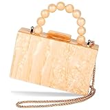 NUSTTAL Acrylic Clutch Evening Bag Marble Handbags Women Shoulder Bag top handle Purse for Formal Wedding Prom Party-Nude