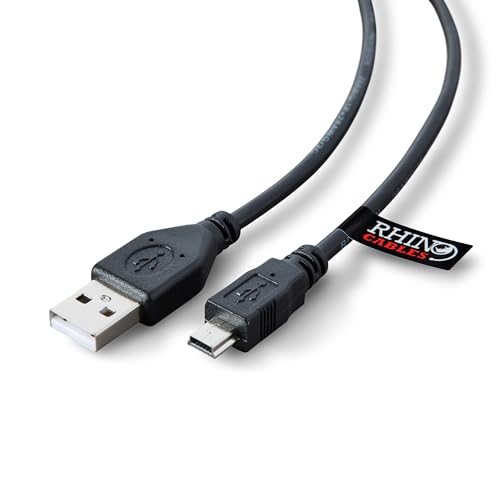 rhinocables USB to Mini B 5-Pin Cable |Durable Design, Fast Charging & Sync | Universal Compatibility for PS3 Controllers, Cameras, GoPro & More | USB 2.0 with 480 Mbps Data Transfer (5m,Pack of 1)
