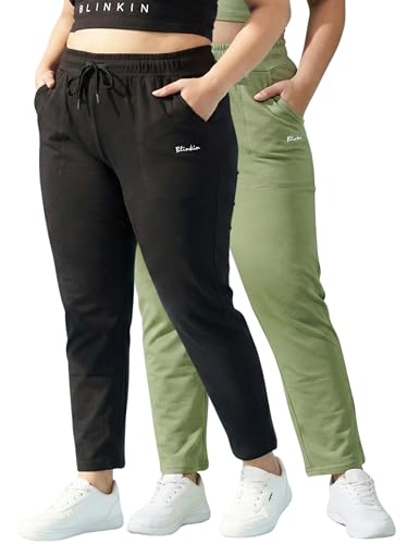 Image of BLINKIN Ankle Length Plus Size Cotton Track Pant for Woman | Ultimate Summer Lowers & Pajama for Women Pack of 2 (combo-plus-86)