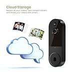 Smart Video doorbell Camera Wireless Wi-Fi Cam with Night Vision,Motion Detection, Cloud Storage, Two Way Audio, Chime Ringer Included(Black) - Image 4