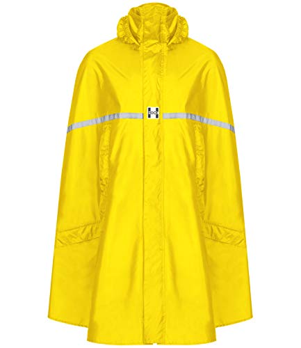Preisvergleich Produktbild HOCK Premium Regenponcho mit Reißverschluss - Fahrradponcho Wasserdicht mit Reflektoren - Herren Damen Regenschutz - Hochwertige Regenbekleidung (gelb, L)