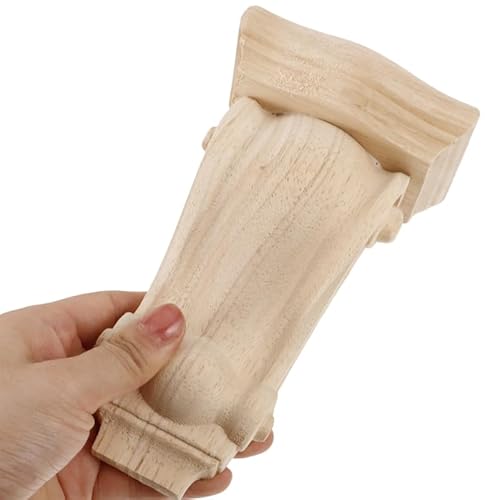 DIYEAH Handgeschnitzte Holzkonsolen 2 Stück 7.09X3.94X2.36 Zoll Unbemalte Dekorative Holzregalhalterungen Für Türrahmen Kamin Und Möbel Im Europäischen Stil