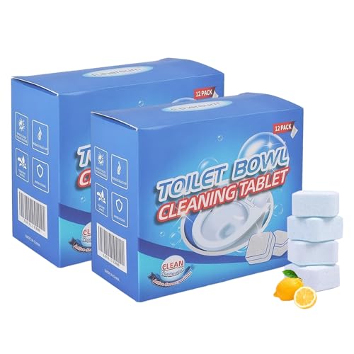 2 Boxen 24 Pcs Wc Reiniger Extra Stark,Toilettenreiniger Tabs,Urinsteinentferner,Wc-Reiniger Tabs für Hartnäckige Kalkablagerungen und Urinkalk,Leistungsstarker Schaumreiniger für Glanz Und Frischen