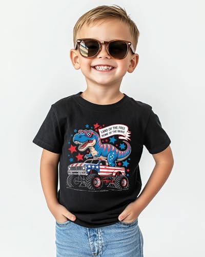 Habudda Boys 4th of July Shirt, Girls Kids Toddler USA Shirts, Red White and Blue American Flag Patriotic Tee 2T-8T4