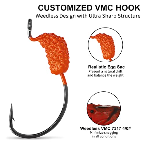 TRUSCEND Pre-rigged Fishing Jig Lures for Freshwater and Saltwater, Innovative Super Durable TPE Bass Lures, Lifelike Shrimp Crayfish Swimbait, Weedless Lure for Crappie Trout Walleye, Keep Separately