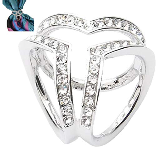 Lankater Femme De 3 Anneaux Foulards En Soie Clip Écharpe Boucle Broche Bague Châle Clip Lisse Boucle Femme Accessoires Cover