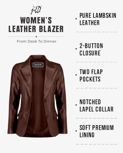 Image of Jild Classic Style Leather Blazer Women - Casual Coat Leather Jacket Women