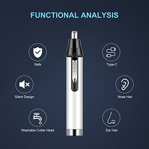 Ginity Nose Hair Trimmer For Men Women, 2023 Painless Usb Rechargeable Ear Nose Hair Trimmer Clipper, Professional Ipx7 Waterproof Dual Edge Blades Nasal Trimmer Nose Clippers For Easy Cleansing #TOP3