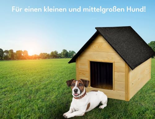 WOODOK – Hundehütte für Hunde bis 20 kg – Hundehaus aus Holz – Isoliert & Wetterfest – Ideal für Winter & Regen – Innenmaße 82x58x47 cm (Holz, 82x58x47 cm)