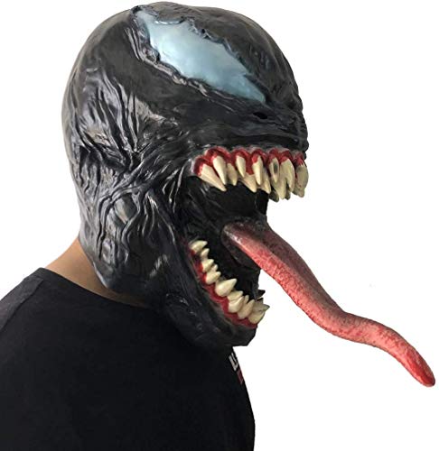 SNFHL Accessoires en Latex Halloween Dress Up Longue Langue Venom Masque d'horreur Extraordinaire Spiderman Masque Coiffure (Longue Langue),Long Tongue