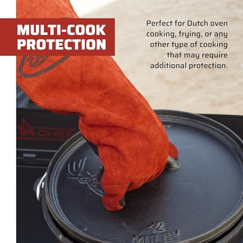 Camp-Chef-Heat-Guard-Gloves-Heat-Protectant-Gloves-for-Dutch-Oven-Cooking-BBQ-Frying-Grilling-Leather-Heat-Resistant-Gloves