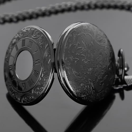 Tiong Roman Numerals Scale Quartz Pocket Watches with Chain Christmas Graduation Birthday Gifts Fathers Day