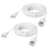 Cable Matters 2-Pack Hanging Light Cord with Switch - 15ft, Pendant Light Cord with Plug, White