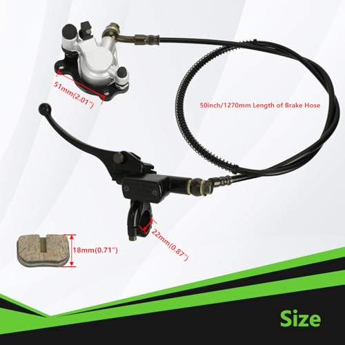 Image of Upgraded Mini Bike Hydraulic Brake Kit and Rear Chrome Brake Caliper Mounting Bracket Adapter Compatible with Coleman CT100U Minibike with Master Cylinder Pad Hardware Parts