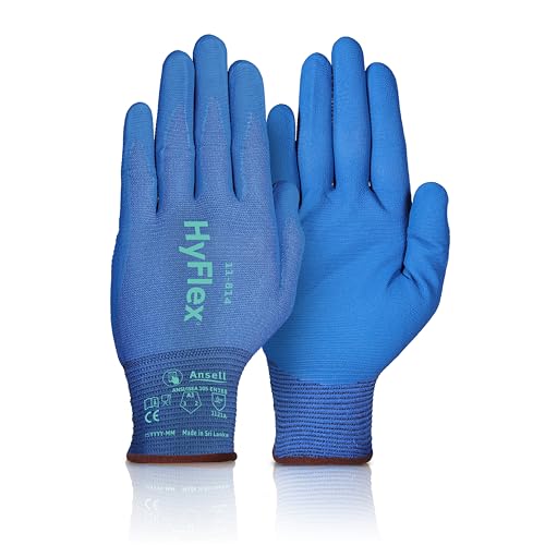 Ansell HyFlex 11-814 Multi-Purpose Touchscreen Work Gloves for Automotive Machinery Aerospace Size 9 (L) Blue (Pack of 1)