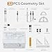 Nicpro 22 PCS Compass Geometry Tools with Case, Drafting Tools Geometry Set with Swing Arm Protractor, Rulers, Metal Compass, Divider, Square Set, Pencil, Back to School Supplies for Students Kids
