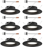 DESIGNERS FOUNTAIN LED Recessed Ceiling Lights, 6 Pack, 5"/6" retrofit Trim with E26 Socket Adapt...