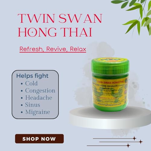 TWIN SWAN HONGTHAI™ Thai Herb Inhaler Traditional Thailand Herbal Inhalant (Pack of 1)