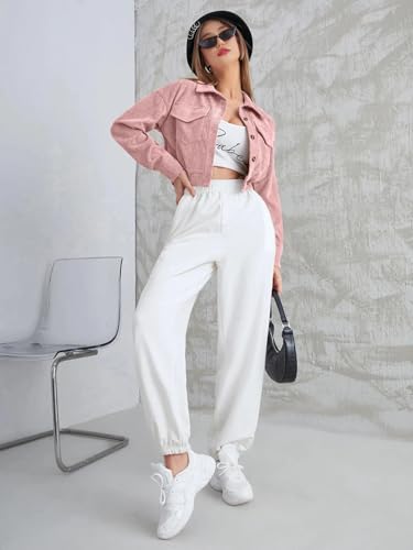 Image of SMOWKLY Womens Casual Cropped Full Sleeve Button Down Korean Style Jacket