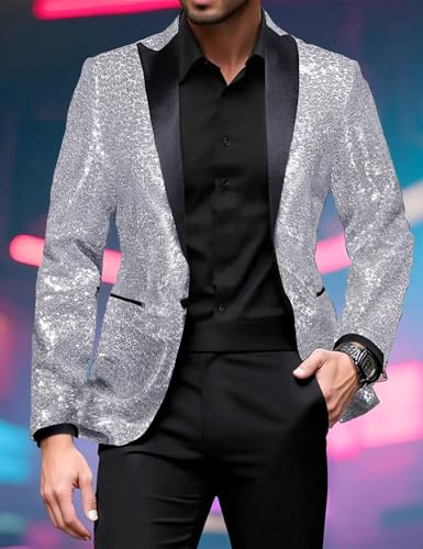Barry.Wang Mens Sequins Blazer Shiny Vest Waistcoat Bowtie Set Sparkle Dress Suit Jacket Cocktails Shiny Metallic Disco Dance Party Tuxedo Homecoming 4pcs XXXL4