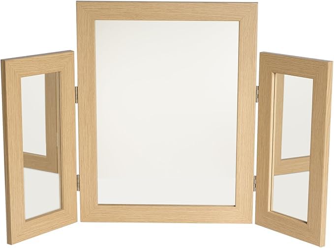ReflexSales Self Standing Dresser Mirror Foldable Design LRG OakEffect