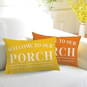 Farmhouse Porch Pillow Cover Double-sided printed Welcome to Our Porch Yellow Rectangular/Waist Cushion Cover Country Rustic Home Decor Pillowcases 12”×20” For Porch Room Couch Decor(Yellow) Farmhouse Porch Pillow Cover Double sided printed Welcome to Our Porch Yellow RectangularWaist Cushion Cover Country Rustic Home Decor Pillowcases 1220 For Porch Room Couch DecorYellow