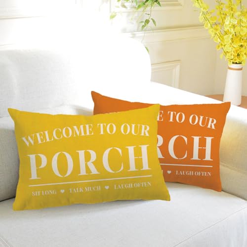 Farmhouse-Porch-Pillow-Cover-Double-sided-printed-Welcome-to-Our-Porch-Yellow-RectangularWaist-Cushion-Cover-Country-Rustic-Home-Decor-Pillowcases-1220-For-Porch-Room-Couch-DecorYellow Farmhouse Porch Pillow Cover Double sided printed Welcome to Our Porch Yellow RectangularWaist Cushion Cover Country Rustic Home Decor Pillowcases 1220 For Porch Room Couch DecorYellow