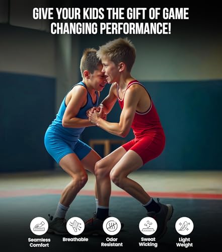 Exxact Sports Patriot Youth Wrestling Singlet For Boys, Premium Powerlifting Singlet, Kids Wrestling Singlets For Training (YL, Black)