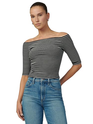 Joe's Jeans Women's The Laur Off The Shoulder Top, Black/White