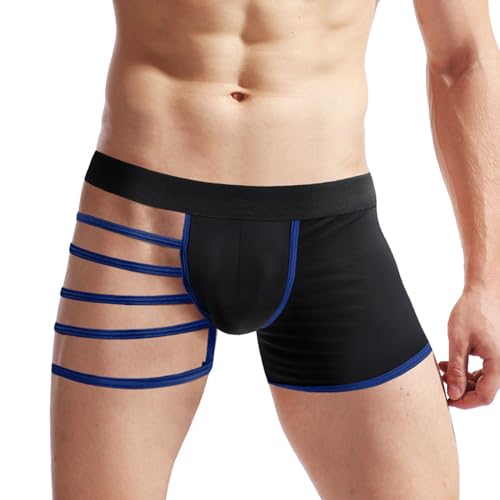 Mens Straps Underwear Ice Silk Boxer Briefs G-string Sexy Lingerie Straight Men Underpants2
