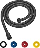 NOLACE Flexible de Douche Universel 1.5M Flexible de Douche Noir Tuyau de Douche en Acier Inoxydable G1/2