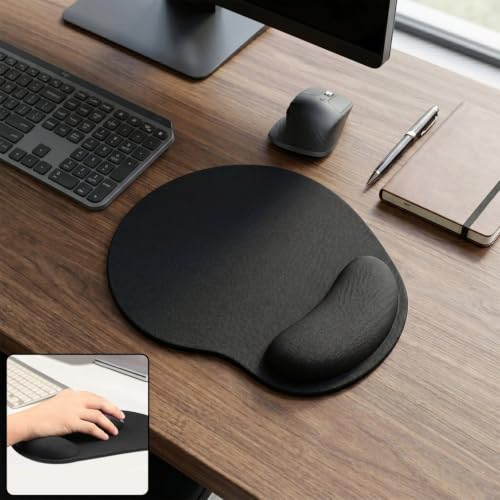 Image of Gaming Mouse Pad with Wrist Support, Ergonomic Wrist Rest for Keyboard & Mouse, Soft Cushioned Wrist Pad for Computer, Laptop, Office, Work, Gaming & Study, Black, 1 Pc