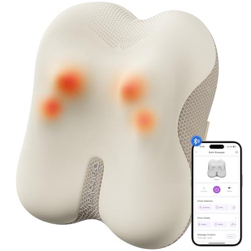 arboleaf Back Massager for Pain Relief Bluetooth App Control Cordless Shiatsu Neck Back Massage with Heat Deep Kneading for Upper & Lower Back Chair Car Travel Gift for Mom Dad