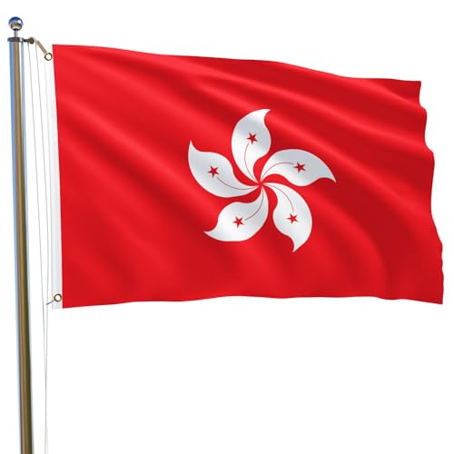 Hong Kong China Flag 2x3 FT Hong Kongers Bright Colors Fade Proof Polyester with 2 Brass Grommets Indoor Outdoor