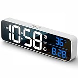 Digital Clock, Digital Clock Large Display, LED Digital Alarm Clock for Living Room, Rechargeable, S