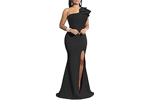 Women's Sexy One Shoulder High Split Formal Evening Long Dress