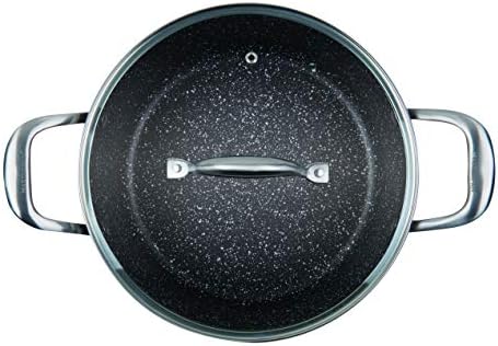 Masterpan MP-131 5QT Ultra Non-Stick Cast Aluminum Stock Pot with Glass Lid, Aluminium, 5 quarts, Granite Series