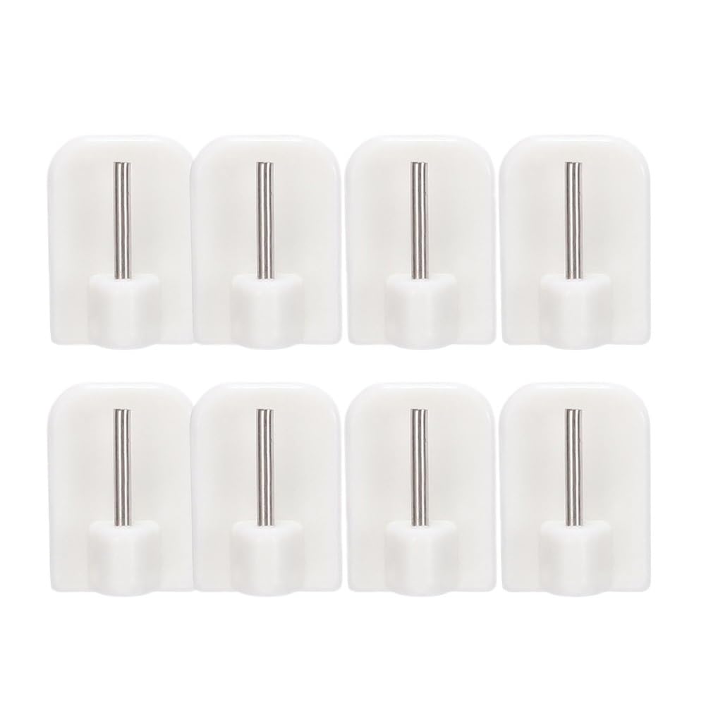 Durable Curtain Hooks Bracket Self-adhesives Stainless Steel+pvc White(8pcs)