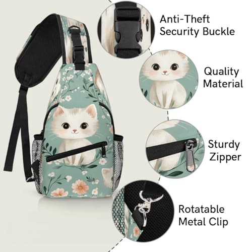 Bolsa bandolera unisex con gato para senderismo y viaje miniatura 3