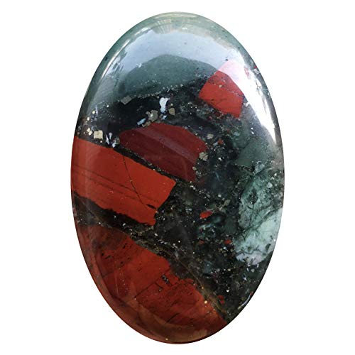 favoramulet Oval Palm Stone, Enegry Worry Pocket Stones Healing Crystal Pebble Soap Shaped, Africa Bloodstone