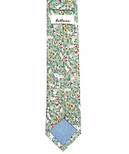 Image of BELLUNO Men's Cotton Floral Skinny Tie, 2.5 inch Width, with Gift Box