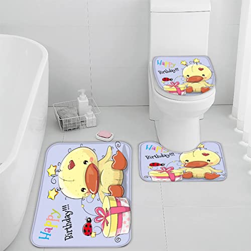 Badematte Süße Ente Cartoon Badematten Set rutschfest Waschbar Badgarnitur 3teilig - WC Deckelbezug U-förmigen Contour… – Bild 5