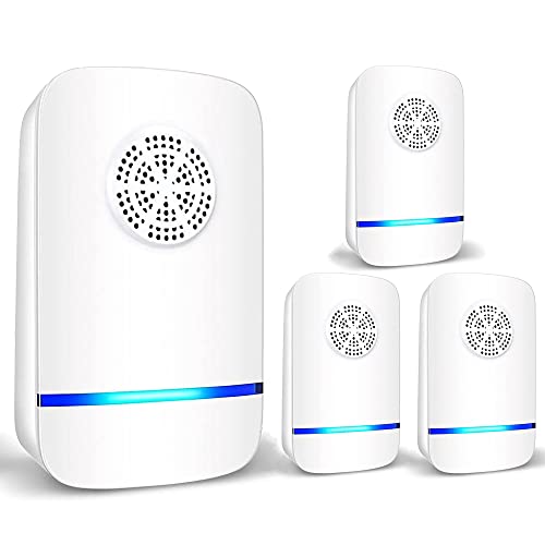 Ultrasonic Pest Repeller 4 Pack, Insect Control, Spider Repellent, Plug in Indoor Mouse Deterrent, Anti Moths, Ants, Bed Bugs, Fleas, Cockroaches, Flies, Spider, Wasp (Classic 4 Pack)