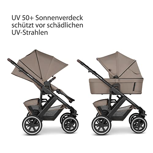 ABC Design 2in1 Kinderwagen Salsa 4 Air Starter Set - Kollektion 2023 – Kombikinderwagen für Neugeborene & Babys – Set inkl. Sportsitz, Babywanne & Zubehör – höhenverstellbares Kopfteil - Farbe: cream