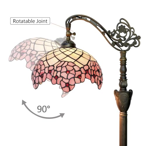Tiffany Floor lamp Cherry Blossom Stained Glass Floor lamp 12X18X63 Inches Cherry Blossom Style for Living Room Bedroom Dorm Kitchen Home Decor Festival Birthday Gift