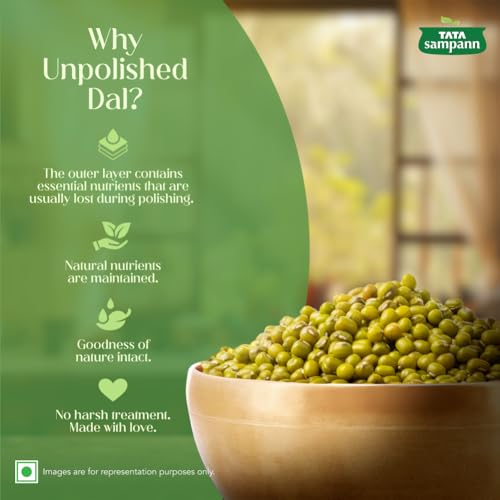 Image of Tata Sampann Unpolished Green Moong Dal (Whole), 500gm (Pack of 3)