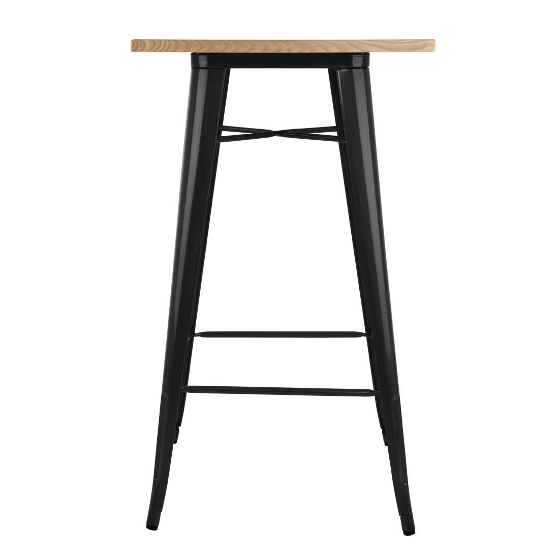 Bolero Mange-Debout Noir avec Plateau en Bois de frêne, Cadre en Acier Noir et Plateau en frêne, Taille : 1040 (H) x 600 (L) x 600 (P) mm, FB595