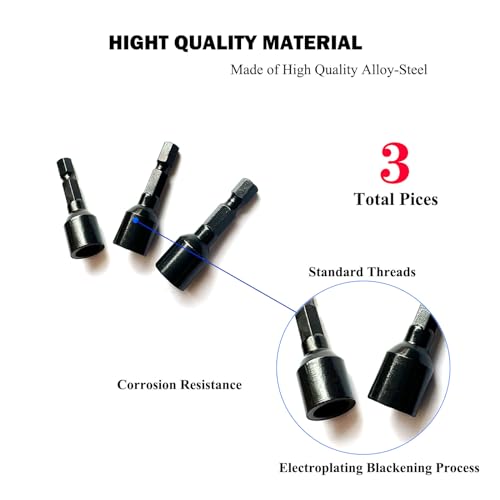 Image of 1 /4 inch-20 5 /16 inch-18 3 /8 inch-16 3Pcs Hanger Bolt Driver Double Headed Wood Screws Fully All Threaded Rod Threaded Insert Hexagon Head Drill Driver Bits