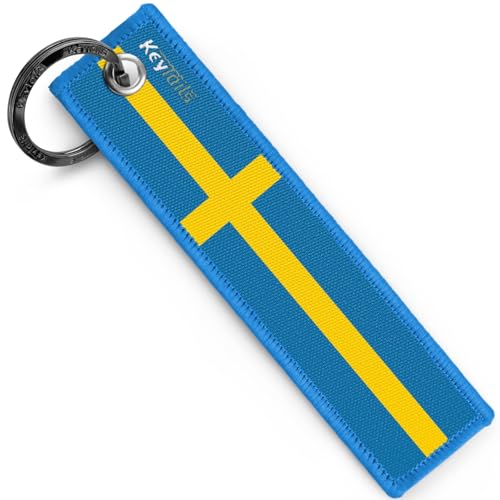 Image of KEYTAILS Keychains, Premium Quality Sweden Flag Key Tag for Auto, Motorcycle, UTV