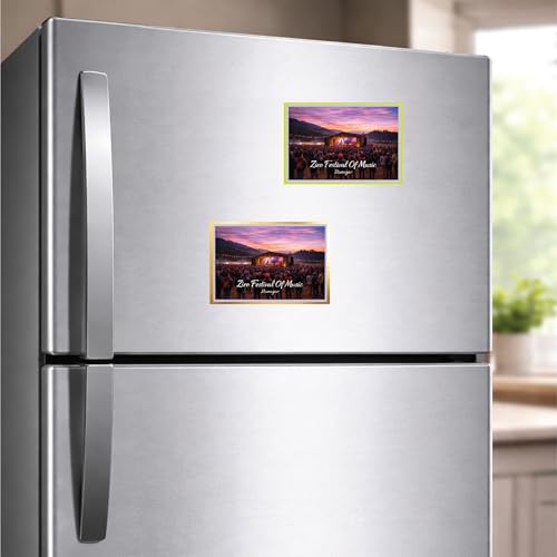 Image of Decorative Fridge Magnet with Glowing Border | Pack of 1 (Ziro Festival of Music, Itanagar, 3x2 inch - Golden Border)